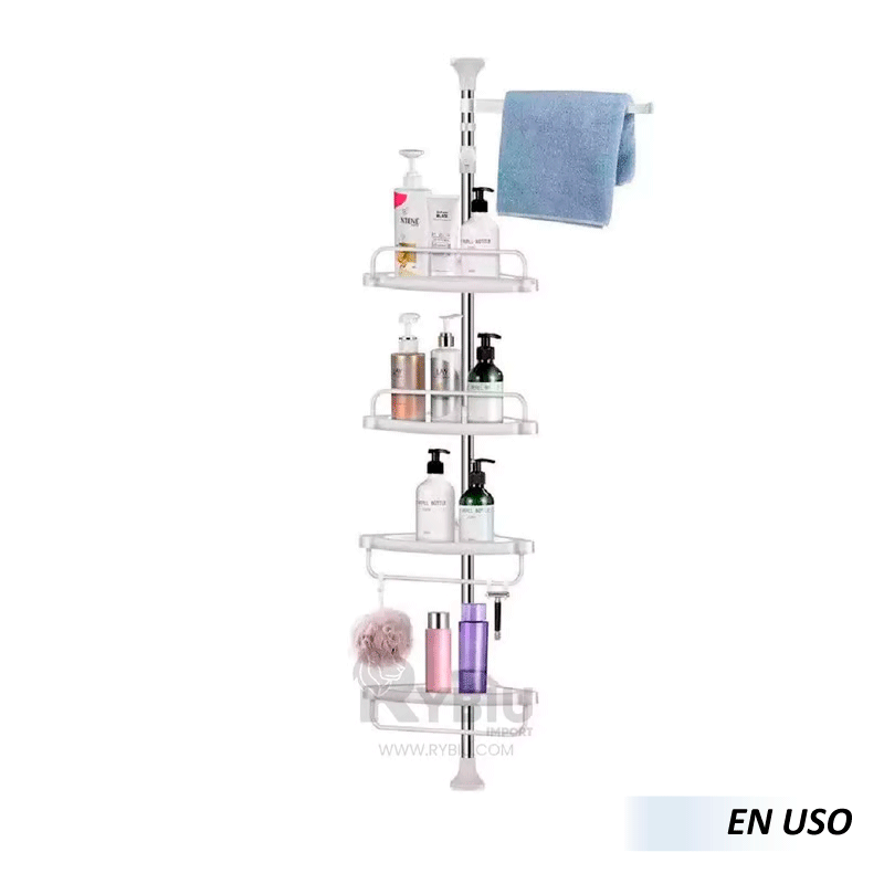 Estante esquinero de baño de 4 niveles