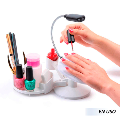 Soporte de esmalte de uñas con reposa manos multiángulo