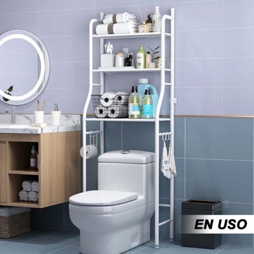 Estante de almacenamiento sobre el inodoro